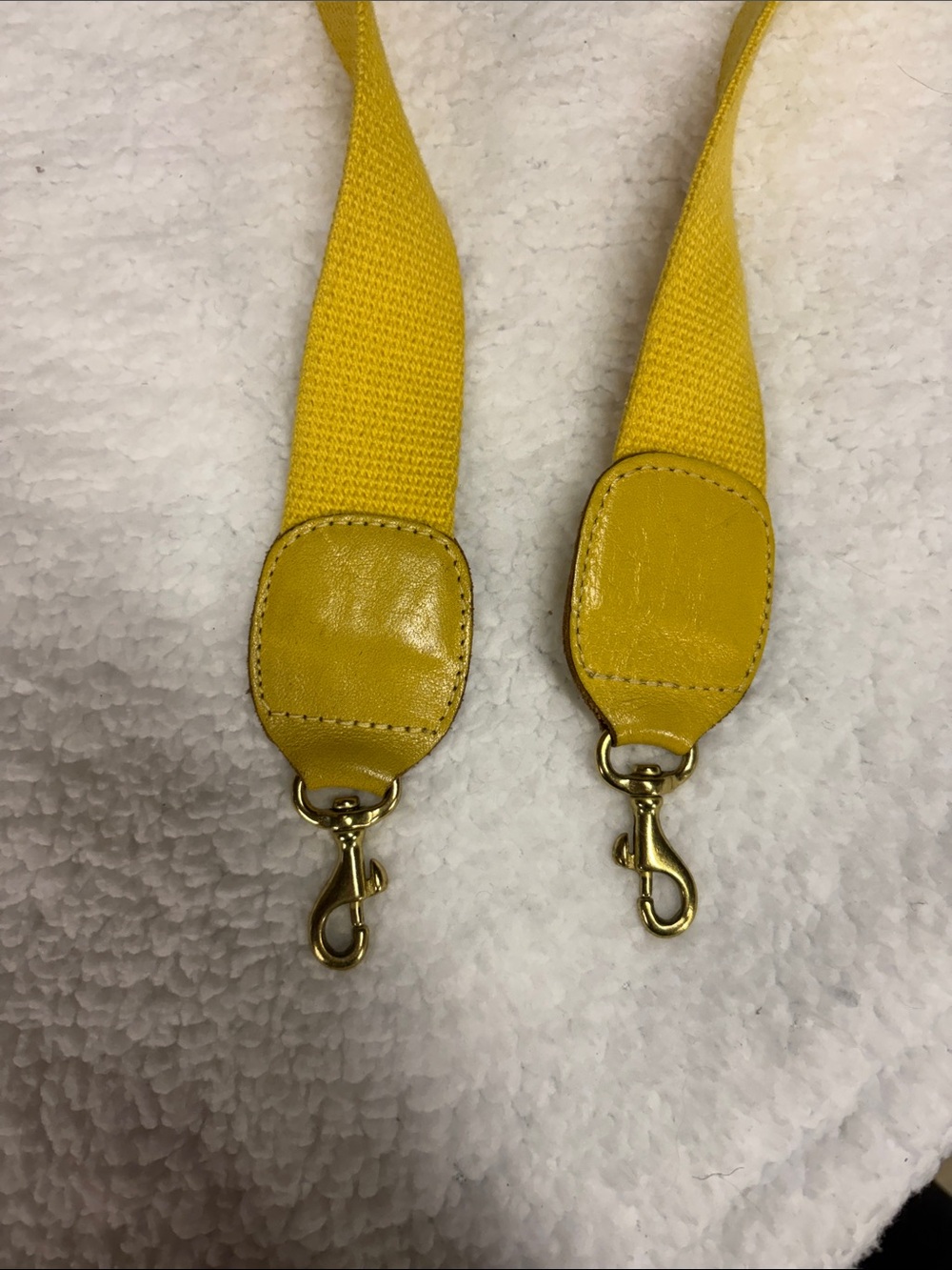 CLARE V Yellow Canvas crossbody Strap with Leather Ends - Picture 3 of 3